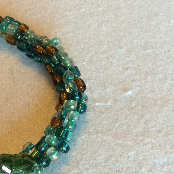 FINAL SALE PRICE CL Designs Long Embellished Necklace in Blue/Amber - Picture 4 of 6